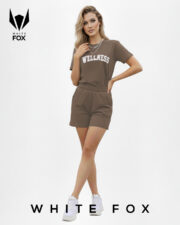 ست تیشرت و شلوارک زنانه Wellness رنگ قهوه ای