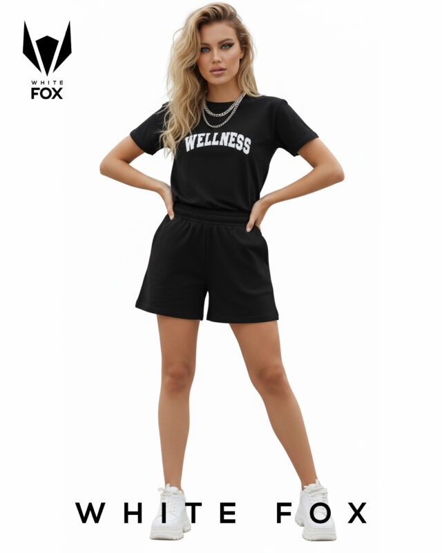 ست تیشرت و شلوارک زنانه Wellness رنگ سیاه