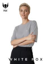 تیشرت باکسی کوتاه زنانه خاکستری روشن پنبه سوپر