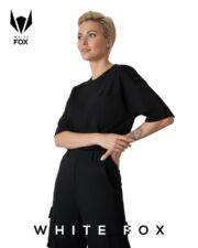 تیشرت باکسی کوتاه زنانه سیاه پنبه سوپر