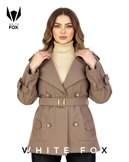 ترنچ کت کوتاه زنانه کرمی