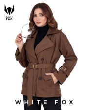 ترنچ کت کوتاه زنانه قهوه ای